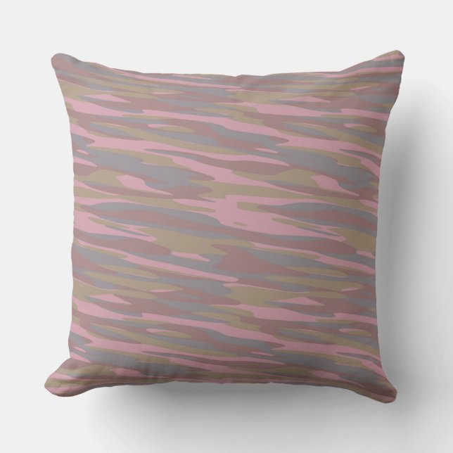 Rosy Brown, faded pink, mountain mist camo Kudde (Framsida)