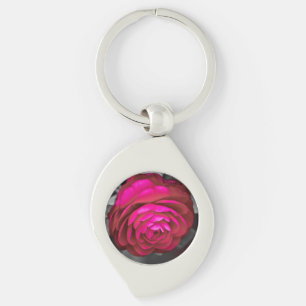 Rosy Camellia Swirl Silverfärgad Nyckelring
