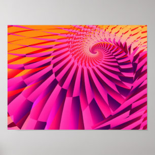 Rosy Dawn Abstrakt Modern Fractal Art Poster