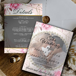 Rosy Elegant Vellum Overlay bröllopsinbjudan Inbjudningar