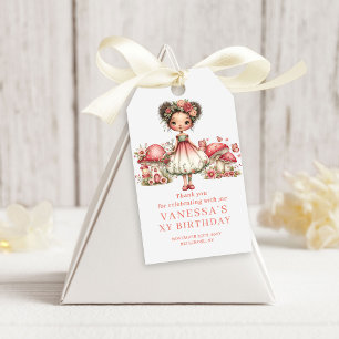 Rosy Fairy 3-årsdag Blommig Rosa Present Förpackni Presentetikett