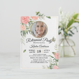 Rosy Flowers Chic Pension Party bjudan Inbjudningar