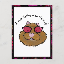 Rosy Glasses Optimistic Groundhog Helg Vykort