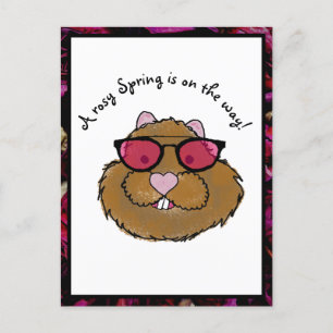 Rosy Glasses Optimistic Groundhog Helg Vykort
