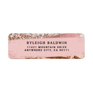 Rosy Golden Elegant Return-adressetikett Returadress Etikett