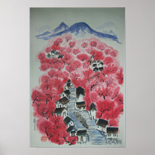 Rosy orientalisk bymålning poster
