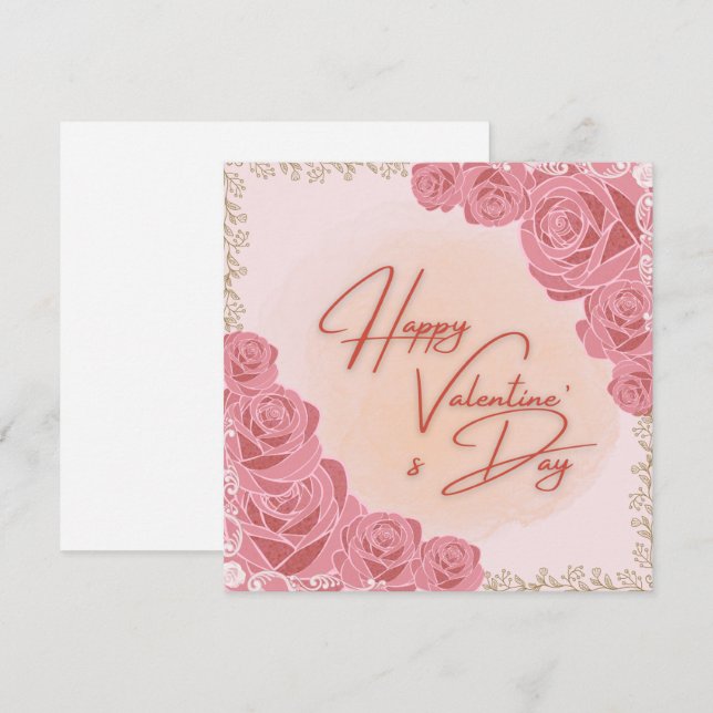 Rosy pattern Valentine's card (Fram/baksida)