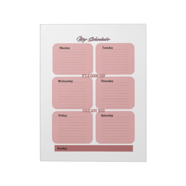 Rosy  Planner Schedule Weekly Anteckningsblock (Roterad)