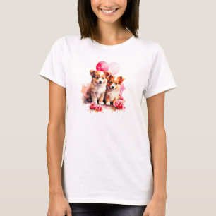 Rosy Puppy Kärlek Watercolor T Shirt