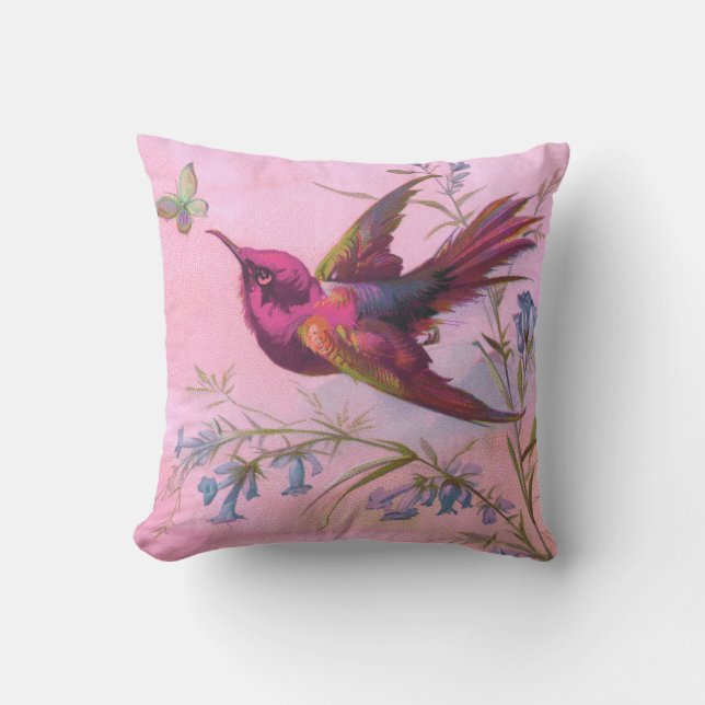 Rosy Red Hummingbird Kudde (Framsida)