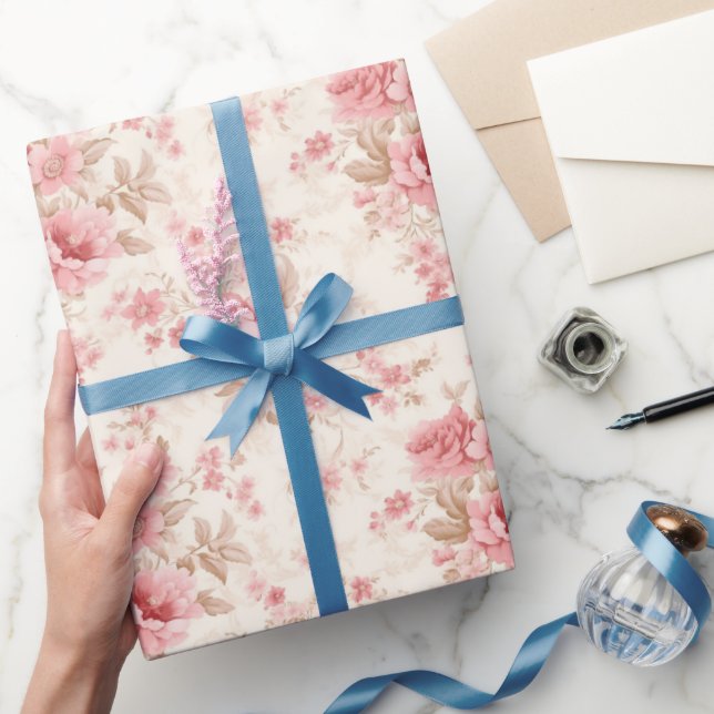 Rosy Rosa Blommar Presentpapper (Gifting)