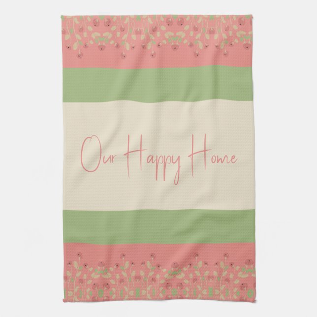 Rosy Rosa Blommigt Kökshandduk (Vertikal)