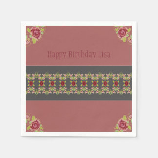 Rosy Rosa Blommigt Pappersservett