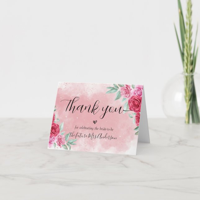Rosy Rosa  Minimal Script-Möhippa Tack Kort (Framsida)
