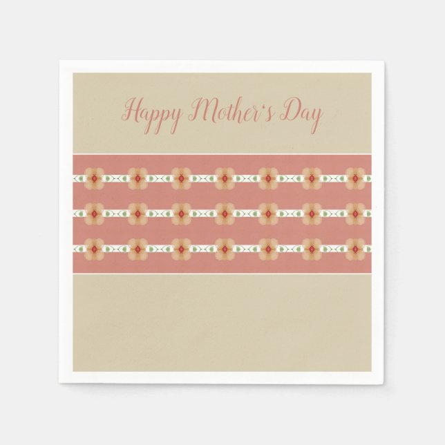 Rosy Rosa Orange  Taupe Elegant Pappersservett (Framsidan)