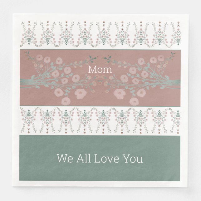 Rosy Rosa With Teal Pappersservett (Framsida)