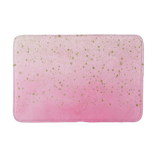 Rosy Rose Rosa & Guld Glitter Glamour Glänsande Ch Badrumsmatta