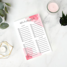 Rosy Watercolor Organized Sak to Do Post-it Block