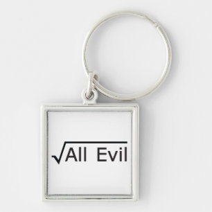 Rota allra ondskan - Mathhumor/MathGeek Fyrkantig Silverfärgad Nyckelring