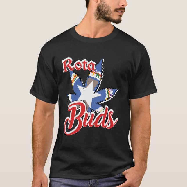 Rota Buds Cnmi Flagga In Ogräs Design T Shirt (Framsida)