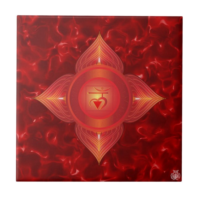 Rota keramiska Chakra belägger med tegel Kakelplatta (Framsidan)