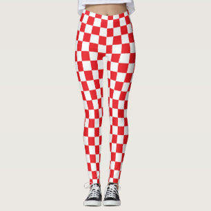 Röta & Vita Rutiga Fyrkanter Fyrkantigt mönster Leggings