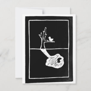 Rotad någon annanstans - fågelskugga linocut OSA kort