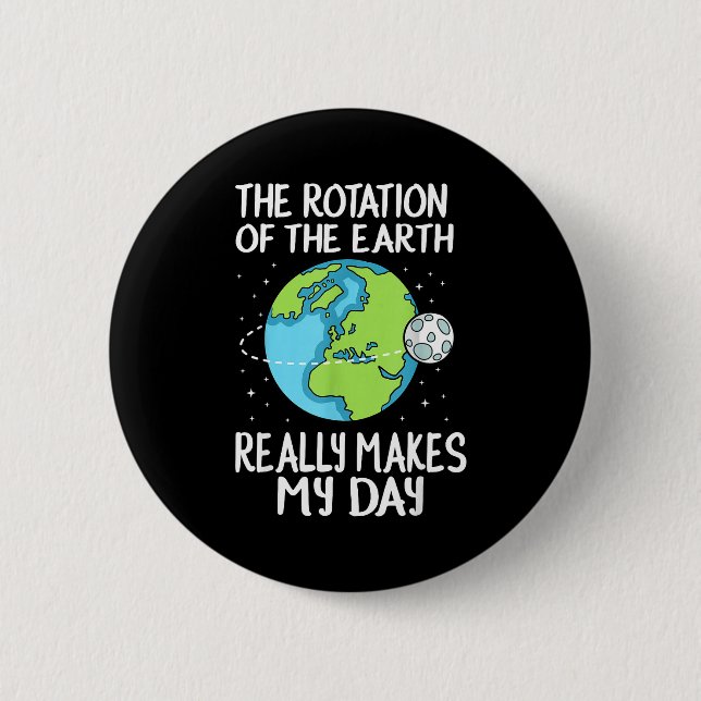 Rotation Of The Earth Makes My Day Funny Science  Knapp (Framsida)