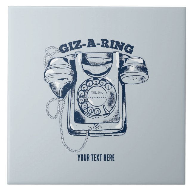 Rotationstelefon blå kakelplatta (Framsidan)