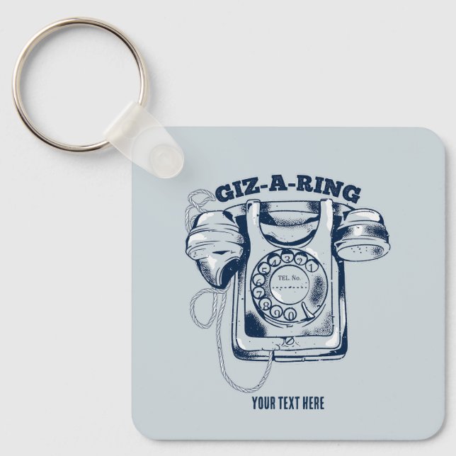 Rotationstelefon blå nyckelring (Framsida)