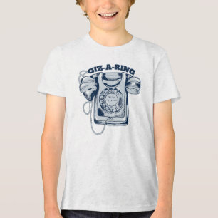 Rotationstelefon blå t shirt