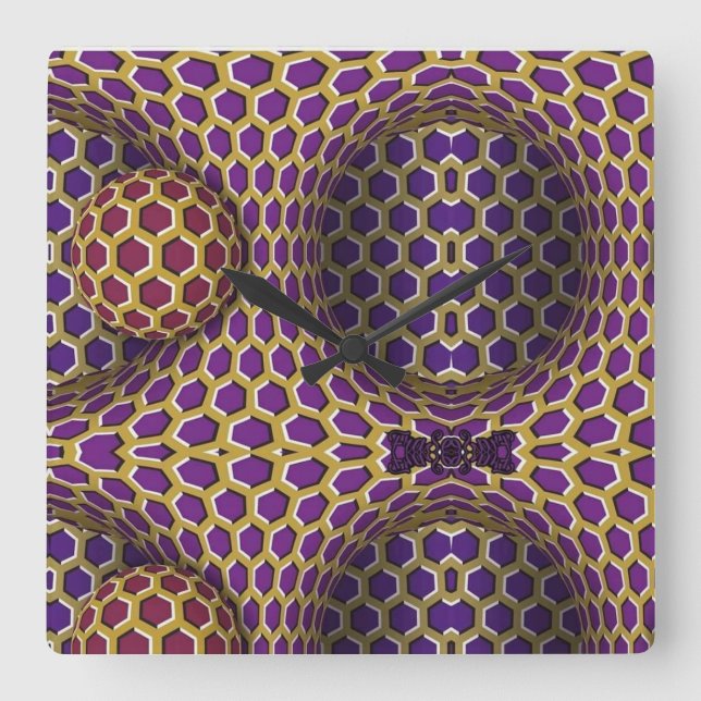 Rotationstid för optisk Illusion-tricka Fyrkantig Klocka (Framsida)