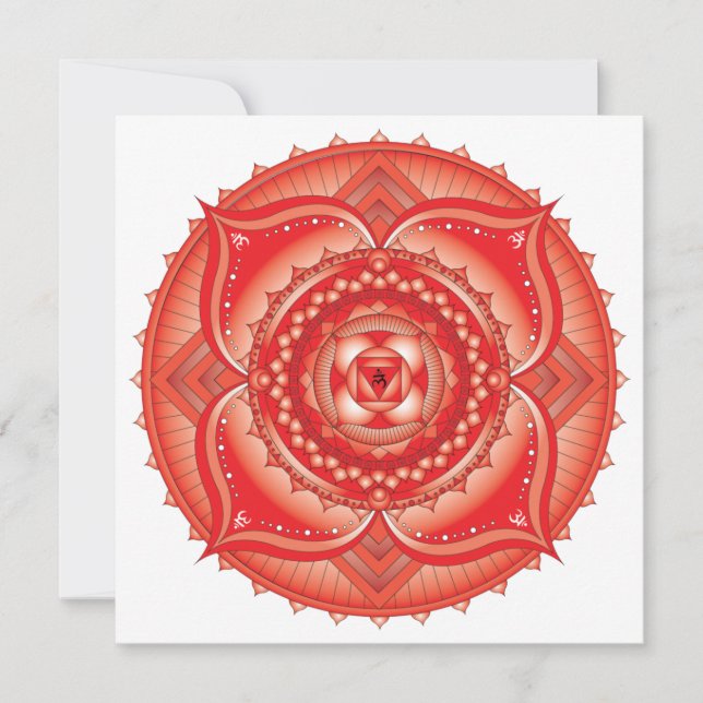 Rotchakra Red Mandala Square-anteckningskort Anteckningskort (Framsida)