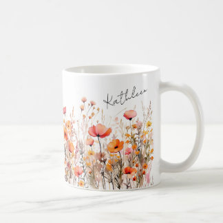 Rote Aquarell Wildblumen Kaffemugg