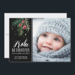 Rote Beeren | Frohe Weihnachten Julkort<br><div class="desc">Mit Zeichnung för Weihnachtskarte modernesdesign</div>