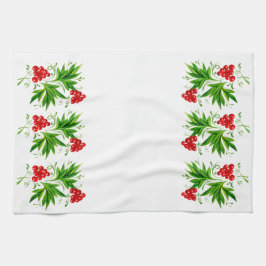 Rote Beeren mit Blättern Kökshandduk