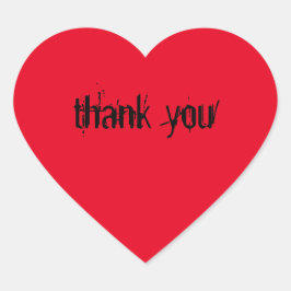 Rote Herz - Aufkleber mit dem Spruch " thank you" Hjärtformat Klistermärke