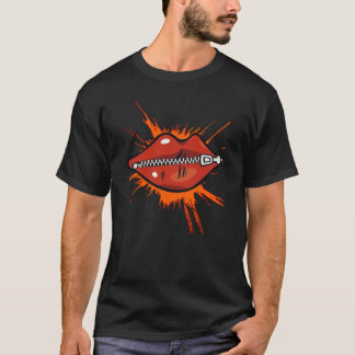 Rote Lippen mit Reißverschluss T Shirt