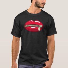 Rote Lippen mit Reißverschluss T Shirt