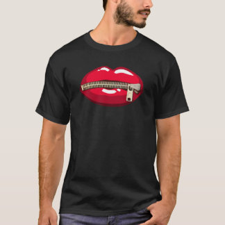 Rote Lippen mit Reißverschluss T Shirt