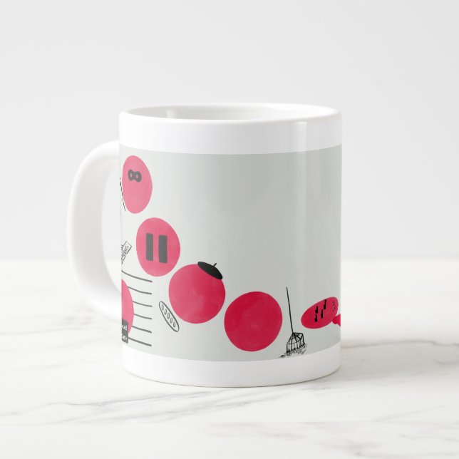 Rote, lustige Brechpunkte auf einer Tasse  Jumbo Mugg (Framsida vänster)