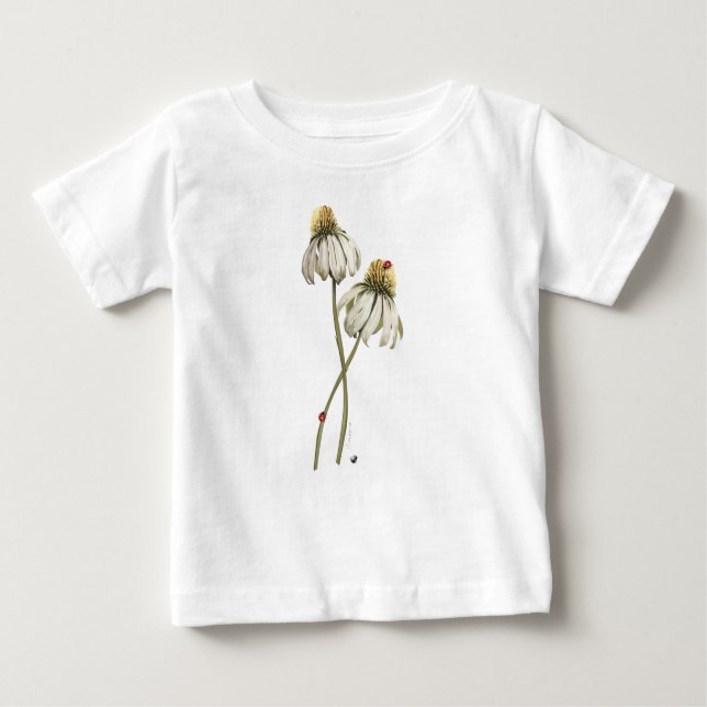 Rote Marienkäfern auf Echinacea-Blume Abbildung T Shirt (Framsida)