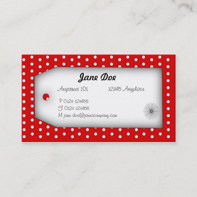 Rote Polka Dot Business Card Visitkort (Framsida)