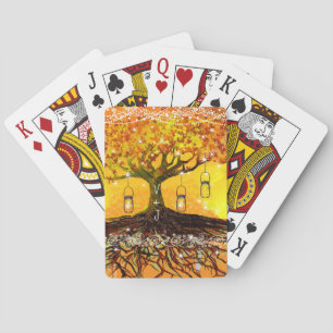 Roten från Kärlek Romantic Rustic Träd Bröllop Spel Kort