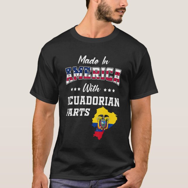 Roten Karta USA flagga i Ecuador i Amerikanska ecu T Shirt (Framsida)