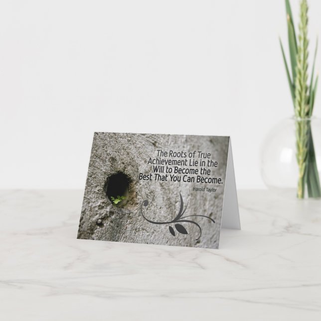 Roten till Achievement Inspirational Note Card Kort (Framsida)