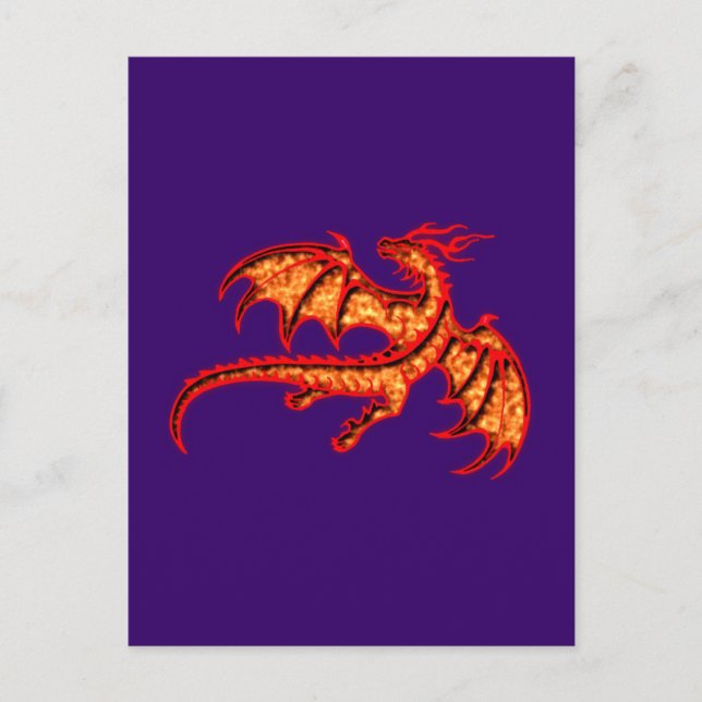 roter Drache red drake Vykort (Framsida)