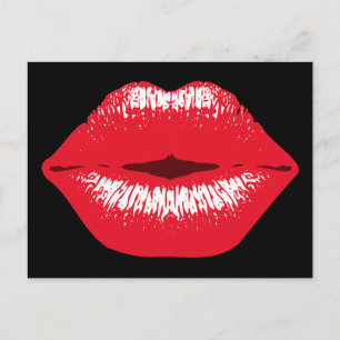 roter Kussmund Lippenstiftabdruck Grußkarte Vykort