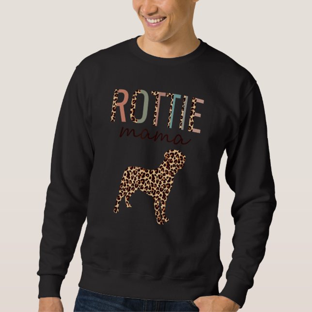 Rotera Mamma med leopard-utskrift för Rottweiler-H Lång Ärmad Tröja (Framsida)