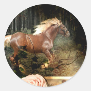 Roterad i Guds Kärlek (Horse Stickers) Runt Klistermärke